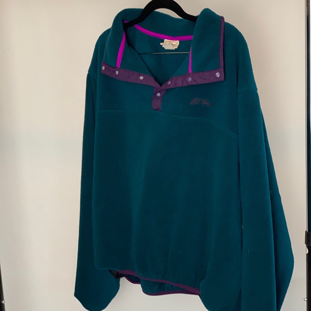 Vintage teal green L.L. Bean button up pullover L